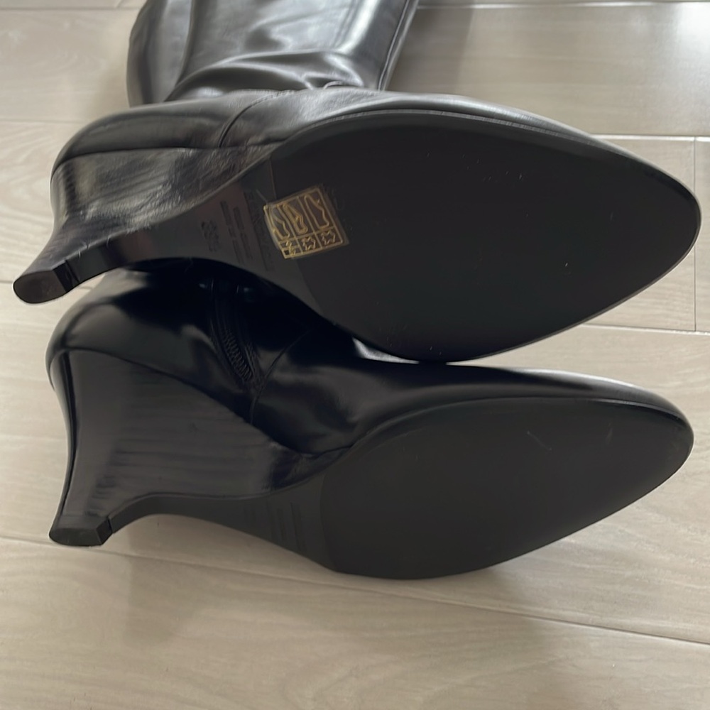 New! Bruno Magli Black Leather Knee Boots - Picture 8 of 11